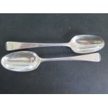 Two silver hallmarked serving spoons - approx weight 4.