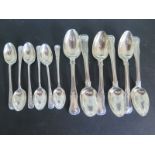 Two sets of six hallmarked silver teaspoons - approx weight 9.