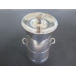 A hallmarked silver pepper mill in the form of a milk pail - approx height 10cm - total weight