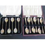 Two boxed sets of silver spoons - approx weight 4 troy oz - all reasonably good condition