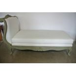 A painted French style chaise longue,