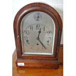 A mahogany case three train chiming Bracket Clock - silvered dial with strike/silent eight day