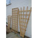 Three pieces of oak trellis - large fan 193cm x 94cm, oblong 192cm x 72cm,