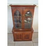 Am unusual 19th Century mahogany childs or apprentice made cupboard bookcase - 119cm x 60cm - good