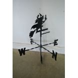 Black-smith made iron weathervane - witch on a broomstick - 75cm tall - new condition