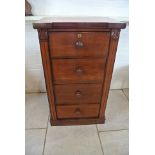 A 19th Century mahogany chest with four drawers and turned knobs with a nice patina,