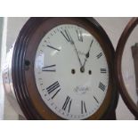 A 19th Century mahogany double weight Parliament Tavern clock with a 14" Convex painted dial and