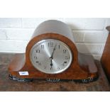 A mahogany and ebony Westminster chime mantle clock by Garrard - eight day - key and pendulum -
