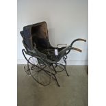 A Victorian coach built pram in part restored condition - 138cm long