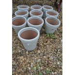 Ten off white glazed plant pots - diameter 20cm