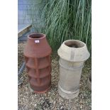 Two chimney pots 77cm and 70cm tall