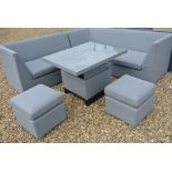 A Bramblecrest all weather Molly Modular sofa with mini adjustable casual dining table and two