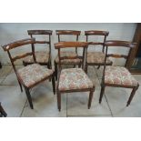 A set of six 19th Century Rosewood dining chairs on turned legs - in sound condition and with a