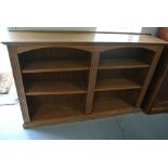 A modern pine open bookcase - 152cm wide x 98cm high