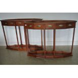 A pair of mahogany plant stands with metal liners - 96cm high - in good clean condition