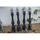 Four painted aluminium posts with horse head decoration to top - 114cm in height