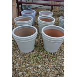 Six assorted glazed plant pots - diameter 27cm