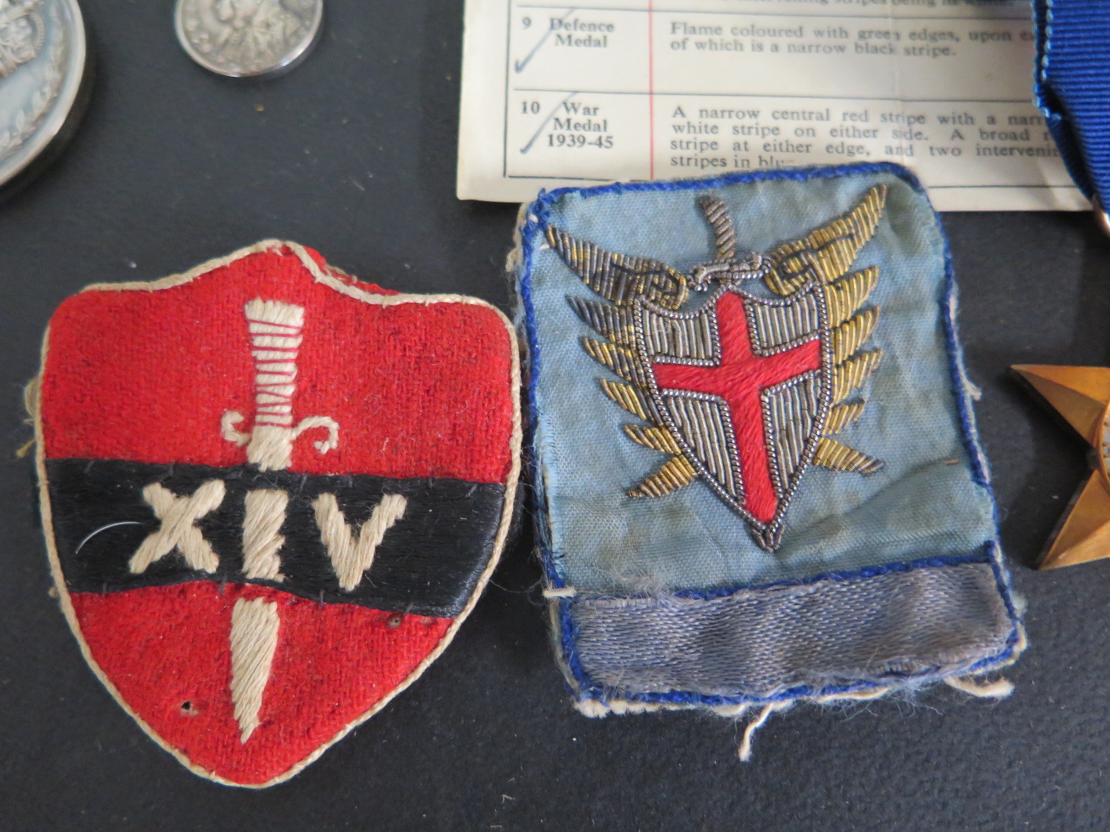 A group of four WWII medals, a George V medal with dress medal, assorted badges, - Image 3 of 6