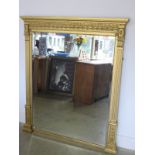 Victorian Gilt Overmantle Mirror - swags and fluted columns - 146 cm x 123 cm - glass good - some