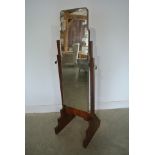 Art deco walnut cheval mirror - 158cm x 56cm - recently re-polished