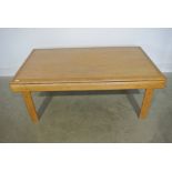 1970s light oak coffee table - 51 cm tall x 78 cm x 140 cm