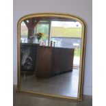 Victorian Gilt Overmantle Mirror - glass generally good - has been re-gilted - 133 cm x 113 cm