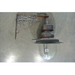A Vintage bracket mounted "Falcon" gas lamp - 54 cm tall x 51 cm