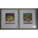 A pair of Trisha Hardwick watercolours both Still Life of Fruit - frame size 36 cm x 41 cm - image