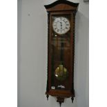 Single Weight Vienna Wallclock - Walnut Case with Ebonesa Pillars - in good condition