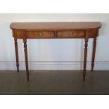 A burr birch D end hall table with two drawers - Width 120cm x Height 76cm - made by a local