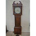 An Eight Day Longcase Clock with a Painted Dial and with an Oak Case - needing restoration - 190 cm