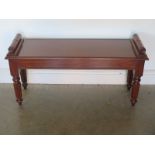 A mahogany window seat on reeded legs - Width 103cm x Height 53cm - made by a local cabinet maker