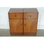 A pair of circa 1930s walnut bedside cabinets - 69 cm tall x 36 cm x 33 cm