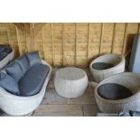 A Bramblecrest all weather Copenhagen tub two seater sofa with two chairs and coffee table