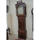 An Eight Day Longcase Clock with a Painted Dial - Contained in a Mahogany inlaid case - needing