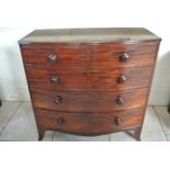 A 19th century mahogany bowfronted chest with two short over three long graduating drawers on