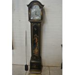 A Quality 19th Century Musical Chinoiserie Grandmother Clock - playing on 9 airs with a very good