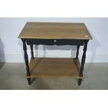 An Oak and Ebonised Side Table with a drawer and undertier - 71cm tall x 75cm x 44cm - clean