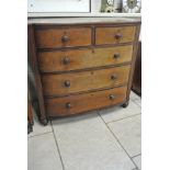 A 19th Century Mahogany Bow Fronted Chest with two sort over three long drawers - 116cm wide x 113