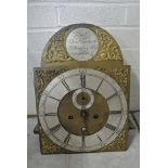 A Brass Dial 8 Day Clock - movement with arch top signed Clemt Gourland - Hilton Ferry no 11 - 12"
