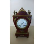 A 19th Century French Tortoiseshell and Ormolu Mounted Mantle Clock - with an enamelled dial