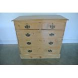 A Victorian stripped pine five drawer chest - 94 cm x 99 cm x 46 cm