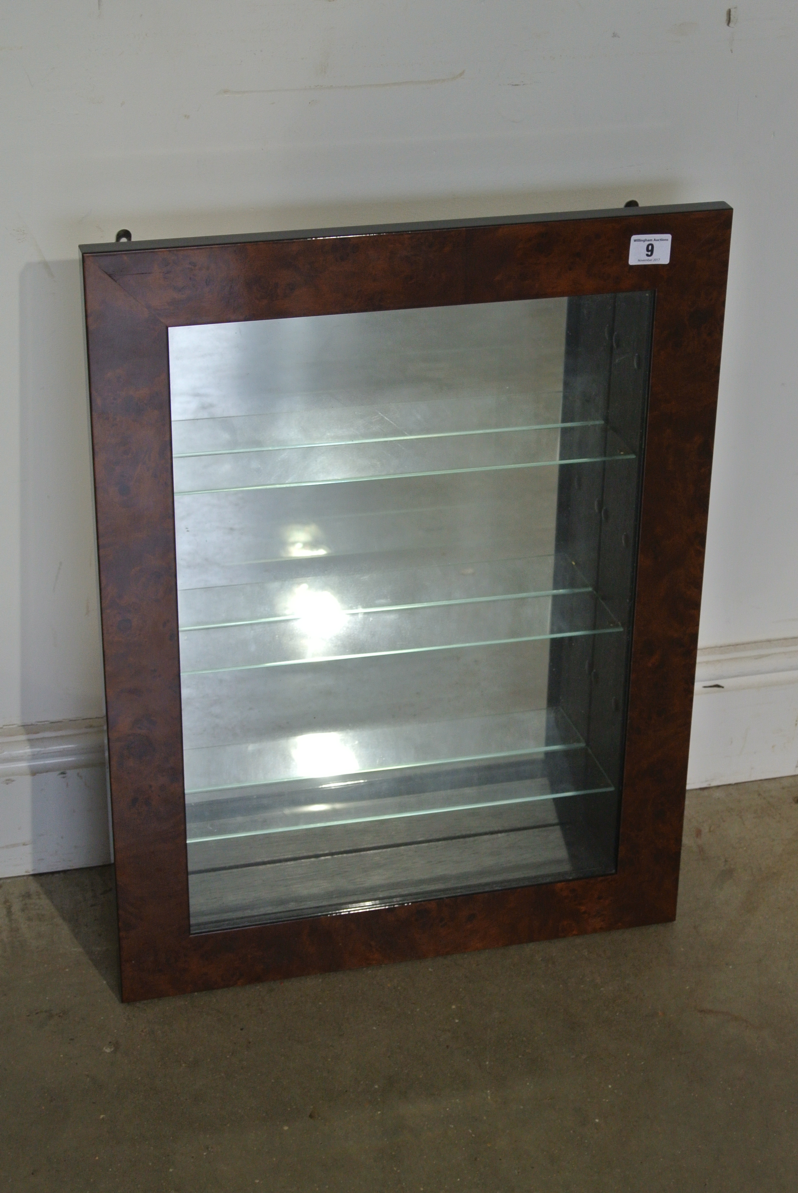 A modern burr wood Display Cabinet - 62cm x 48cm deep - clean condition