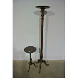 A Mahogany Torchere and a Small Wine Table