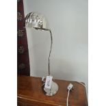 An Art Deco style nickle plated desk lamp with shell shape shade - wired and pat tested