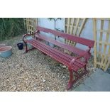 A cast iron wooden slatted railway platform bench - Spencer Heath and George Ponders End, Middlesex,