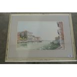 A framed and glaxed water colour signed George Seer - A Venice View - listed artist - 35 cm x 54 cm