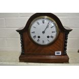 Eight day French Mantle Clock with boxwood inlay - strikes hours and half hours