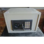 A modern GSD Electronic digital safe - 25 cm x 35 cm x 25 cm - with key