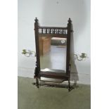 Edwardian Shaving Mirror with Brass Candle Sticks